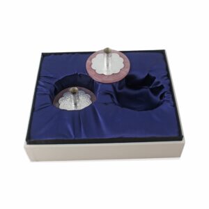 Rose Quartz Floral Candle set : 4*4 Silver Plated