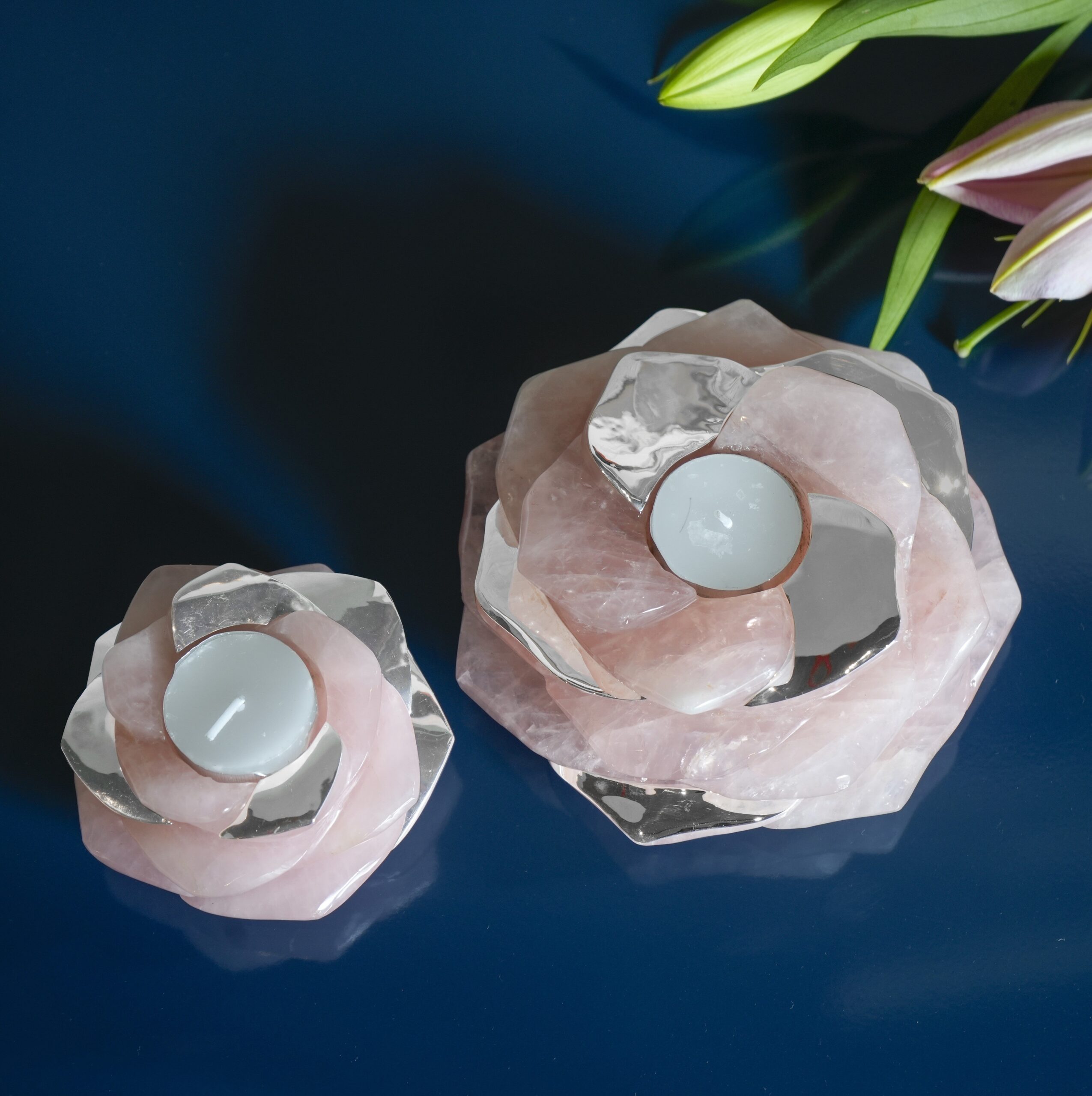 6 " Rose Quartz 6 Silver Plated