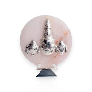 Rose Quartz Lord Venketeshwar Tirupati on 7*7" Plate