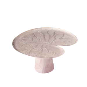 Rose Quartz Lilly Leaf Platter Slver Silver Plated