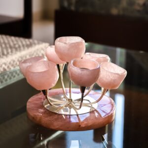 Rose Quartz Tulip T-Light Silver Plated
