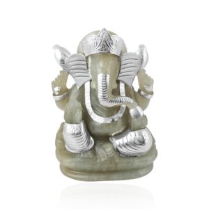 Light Green Aventurine Lord Ganesha ji 7 " Silver 92.5