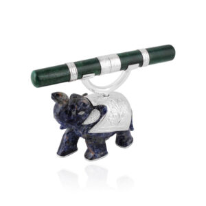 Green Aventurine Maharaja Elephant Pen Silver Plated