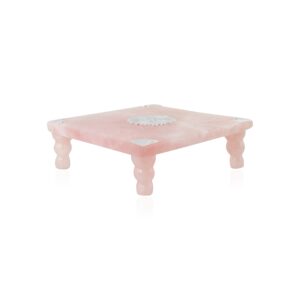 Rose Quartz Chowki 6 by 6 " Silver 925