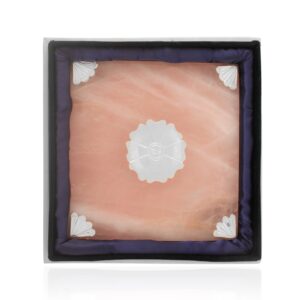 Rose Quartz Chowki 6 by 6 " Silver Plated (l)