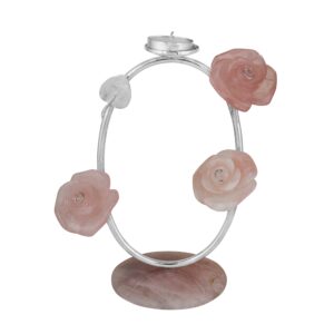 Flora 3 Rose Tea Lite Oval Silver Plated