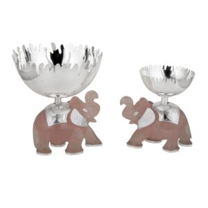 Rose Quartz Maharaja Elephant Bowl Big (set of Two)