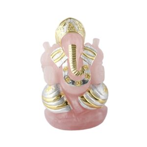 Rose Quartz Full Body Ganesha 5-6\" Silver 925