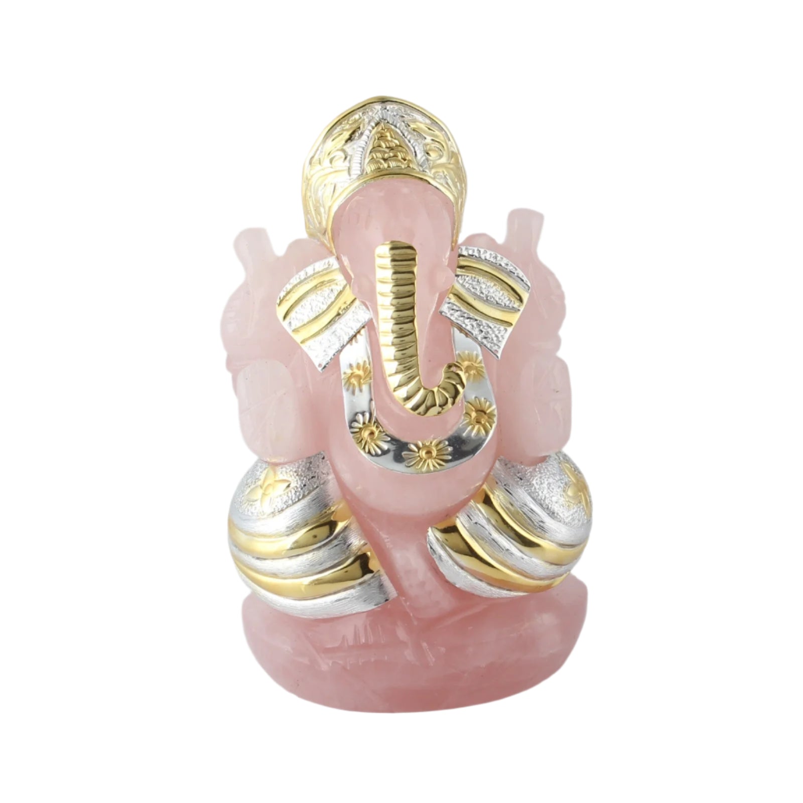 Rose Quartz Full Body Ganesha 5-6\" Silver 925