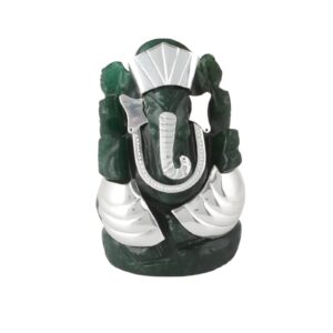 Vinayak Green Aventurine Ganesha ji 2.5-3" Silver 92.5 (l)