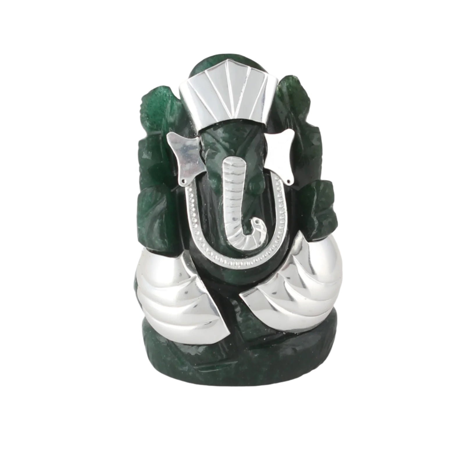 Vinayak Green Aventurine Ganesha ji 2.5-3" Silver 92.5 (l)