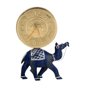 Blue Dev Camel with Clock Silver Plated