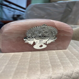 Rose Quartz Abstract Ganesha 4 by 4 " Silver 925