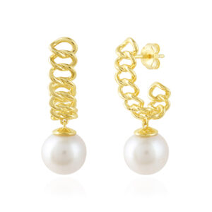 Chain Earrings - Pearl Fresh Water Silver 925