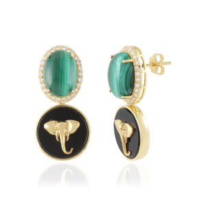 Deep Forest - Zircon White, Black Onyx, Malachite Silver 925