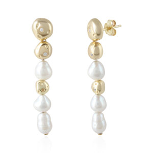 Snow Fall - Pearl Fresh Water, Zircon White Silver 925