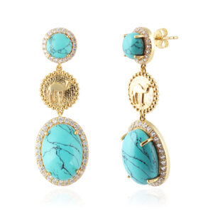 Island Mist - Dyed Turquoise, Zircon White Silver 925