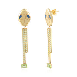 Slender Snake - White Topaz, Peridot Silver 925