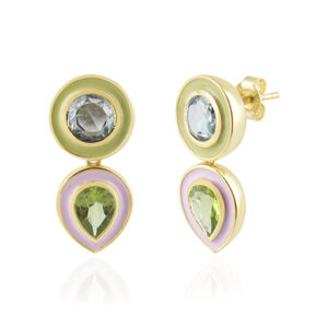 Sundops(Green) - Blue Topaz Sky, Peridot Silver 925