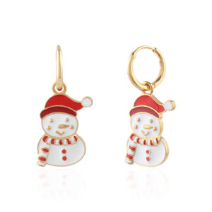 Snowman Earrings - Enamel Silver 925