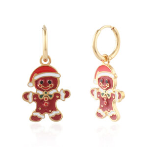 Ginger Bread Man Earrings - Enamel Silver 925