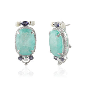 Emerald Locks Earrings - Multi Stone Silver 925
