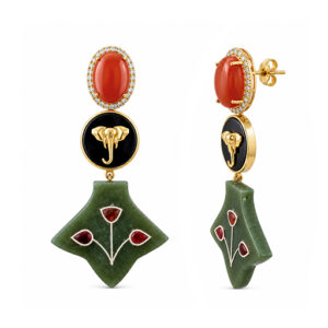 Royal Jardin earrings - Red Onyx, Black Onyx, CZ Silver 925