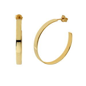 925 Sterling Silver Gold Plated Plain Hoop Earring Silver 925