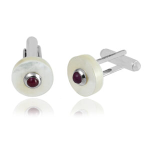 Crysler Cufflink - Crystal, Ruby Silver 925
