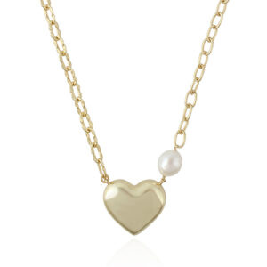 Golden Heart - Pearl Fresh Water Silver 925