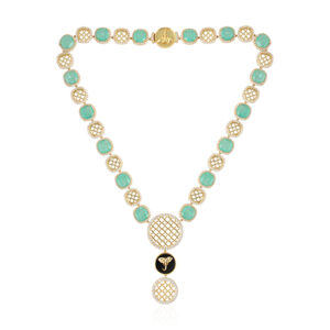 Jungle Green - Zircon White, Black Onyx, Doublet Emeraled Quartz Silver 925