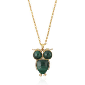 Owl Pendant With Malechite - Malachite Silver 925