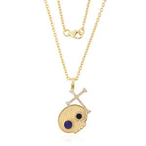 Love Skull - White Topaz, Black Onyx, Lapis Silver 925