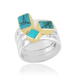 Sun Shine Rings - Reconstituted Turquoise Silver 925